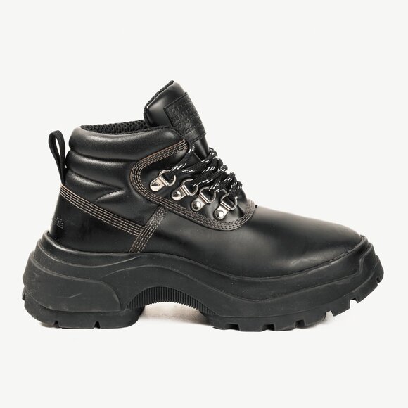 Maison Margiela Black Leather Lug Sole Hiking-Style Boots - Picture 1 of 11